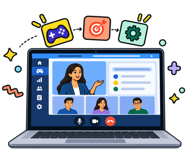 A learner playing a Flogames scenario on her laptop