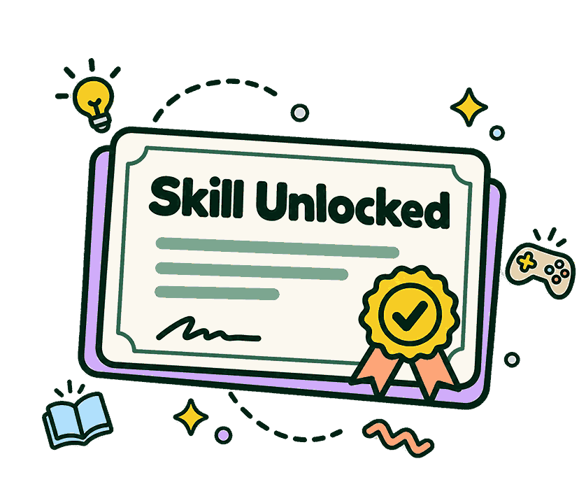 A Skill Unlocked certificate with a badge