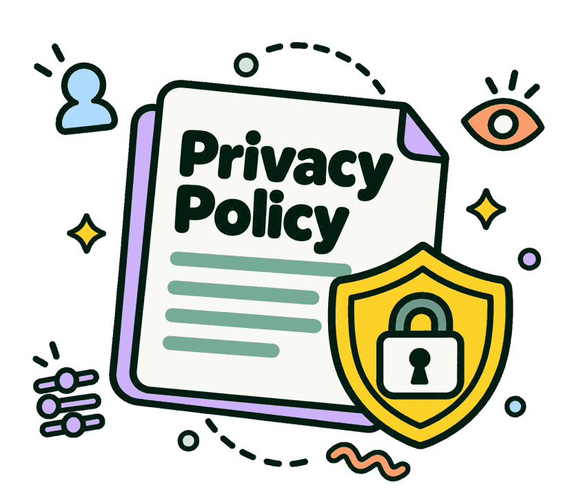Privacy Policy document with a padlock shield