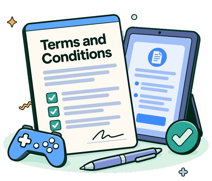Terms and Conditions document with checkmarks